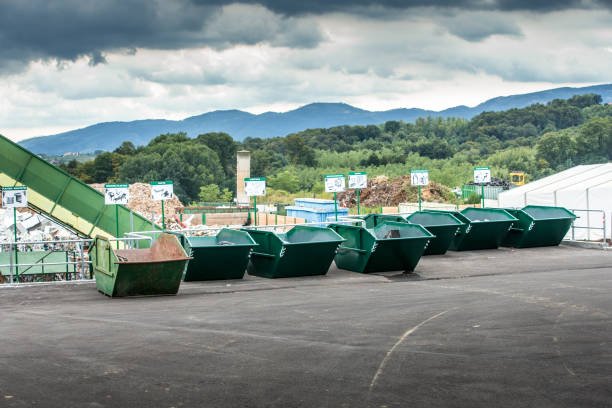 empty garbage containers at waste collection center